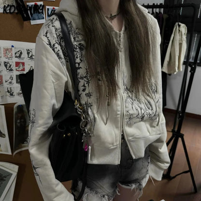 Dark Cropped Twin Zip Hoodie