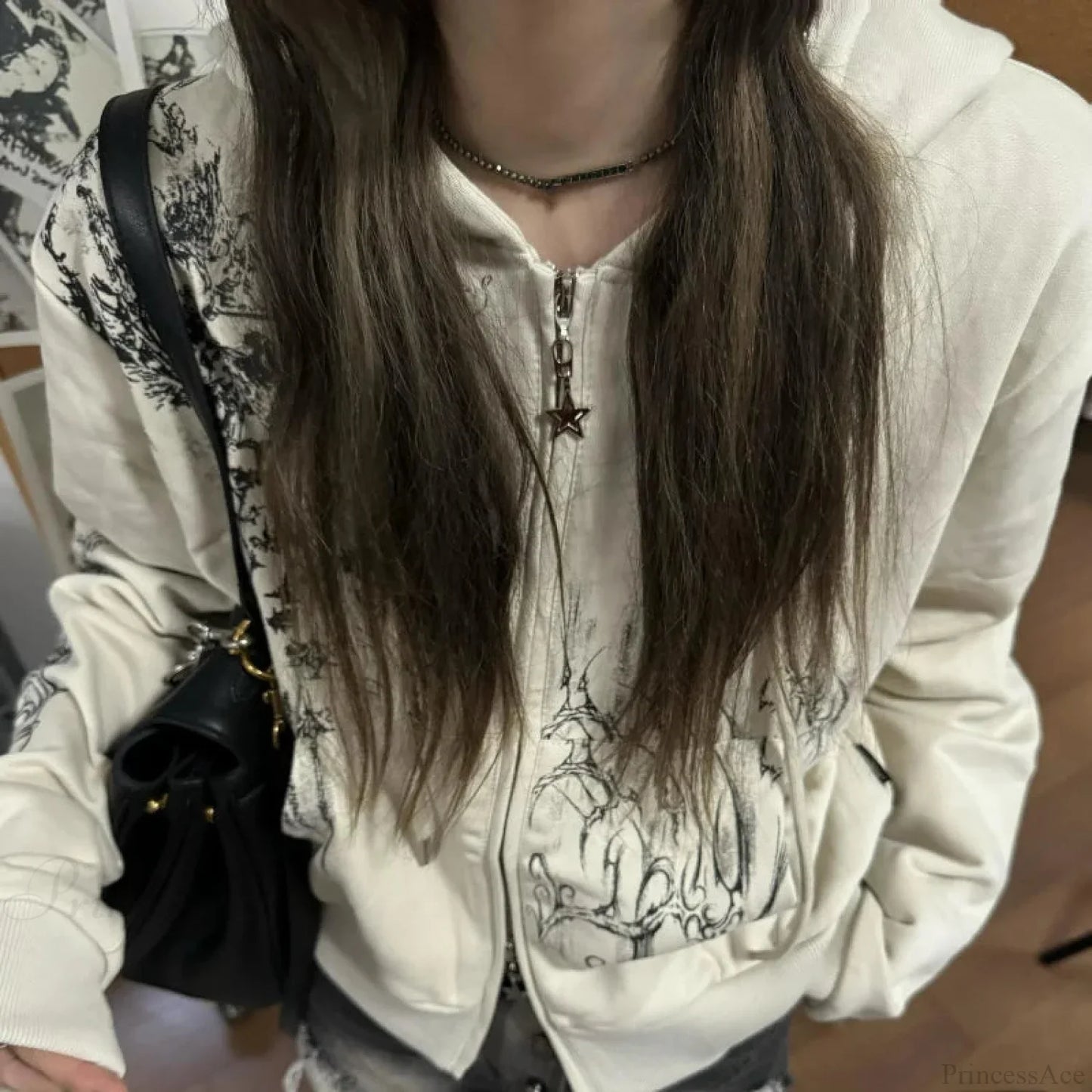 Dark Cropped Twin Zip Hoodie