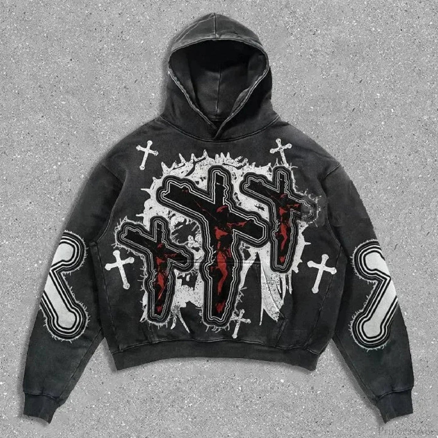 Dark Cross Graphic Pullover Hoodie