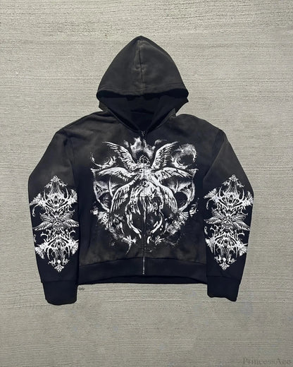 Dark Demon Letter Zip Hoodie