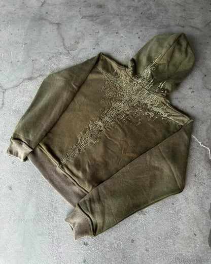 Dark Embroidered Large Hoodie