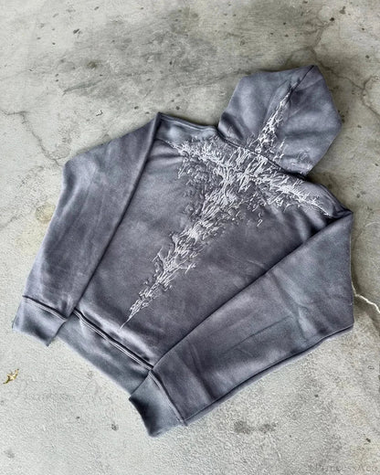 Dark Embroidered Large Hoodie