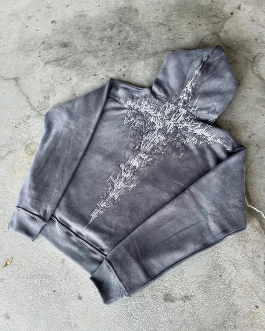 Dark Embroidered Large Hoodie