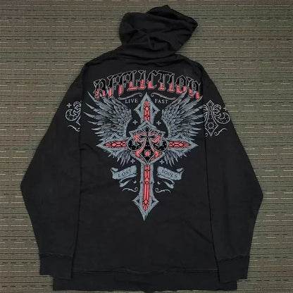 Dark Eyes Print Athletic Hoodie