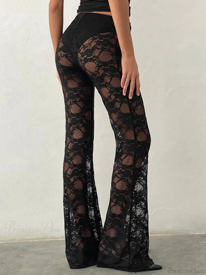 Dark Flare Lace Leg Trouser