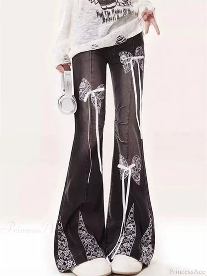 Dark Gothic Flare Denim Trouser