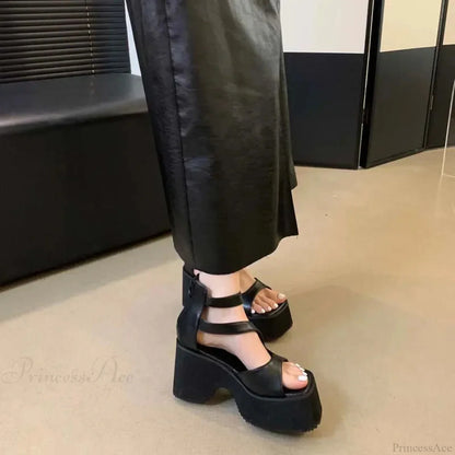 Dark Gothic Platform Chunky Sandal