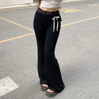 Dark Gothic Slim Lace Flared Pant