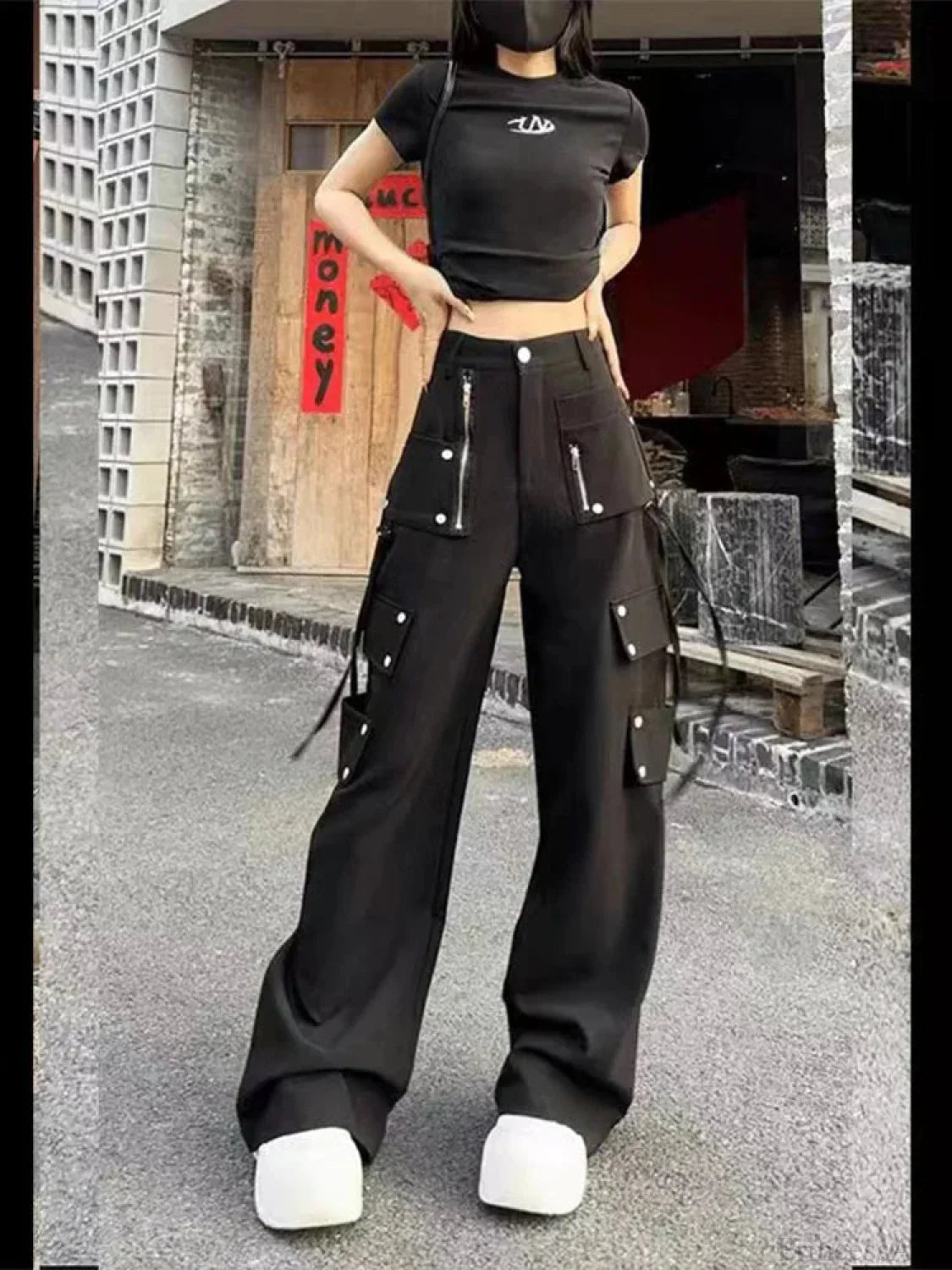 Dark Gothic Y2K Cargo Denim Pant