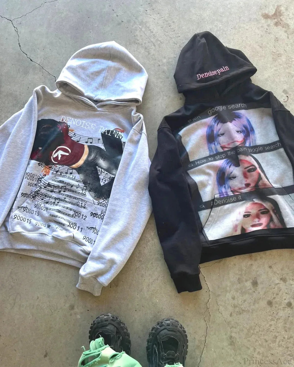 Dark Informal Print Oversized Hoodie