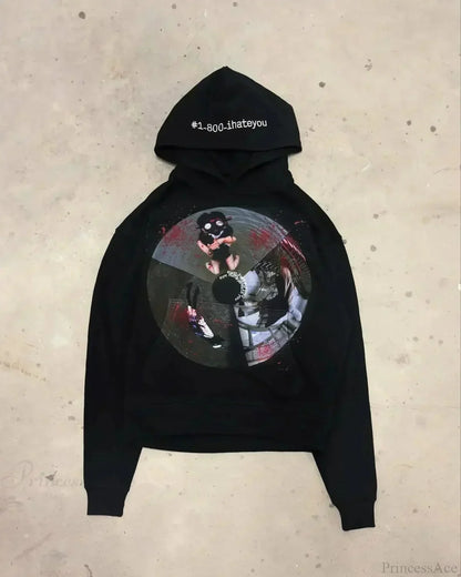 Dark Informal Print Oversized Hoodie