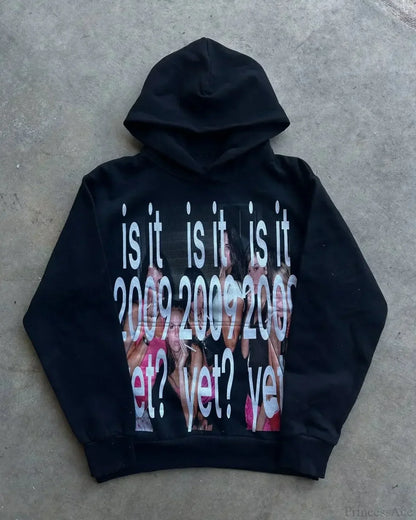 Dark Informal Print Oversized Hoodie