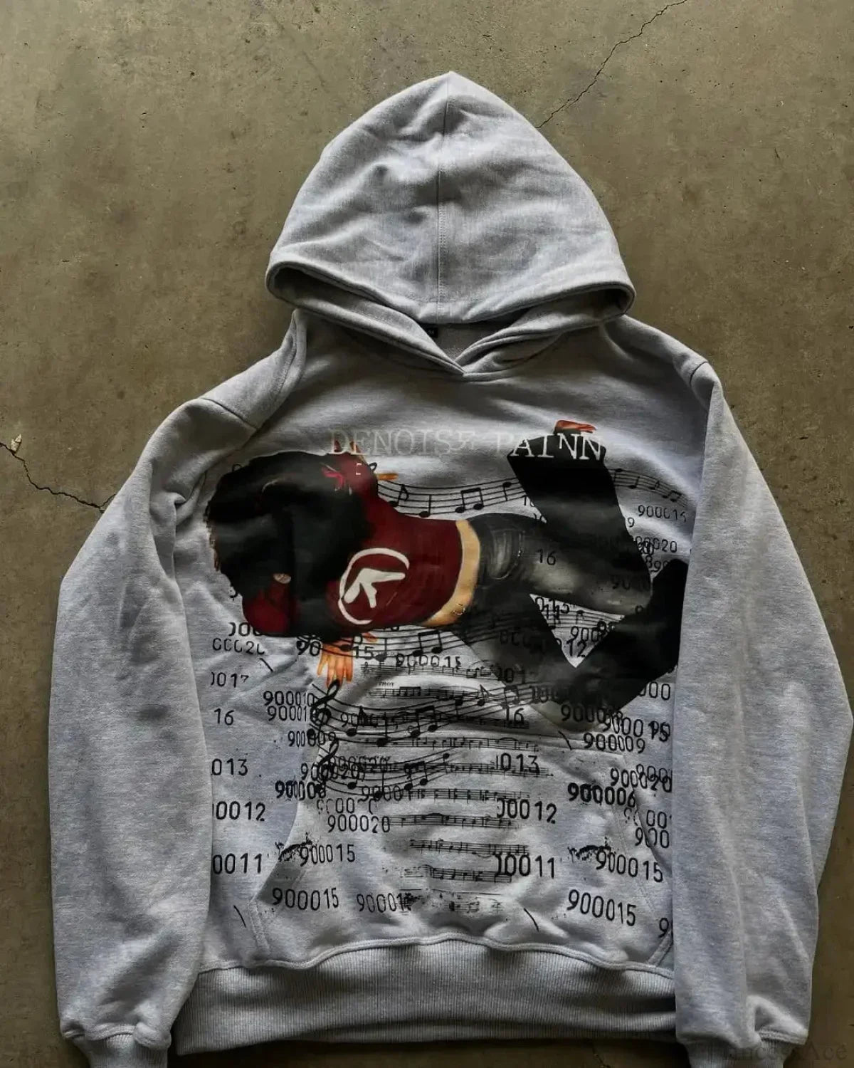 Dark Informal Print Oversized Hoodie