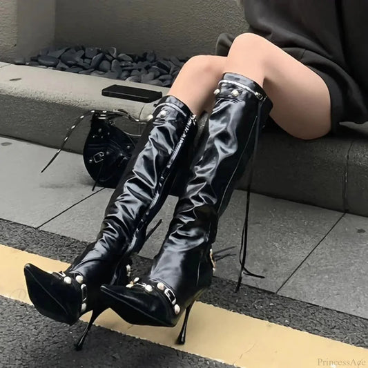 Dark Knight Elegant Style Pointed Toe Tall Boot