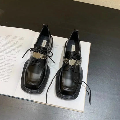 Dark Leather Chunky Sole Sneaker