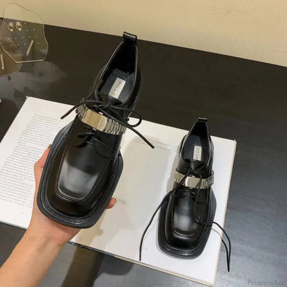 Dark Leather Chunky Sole Sneaker