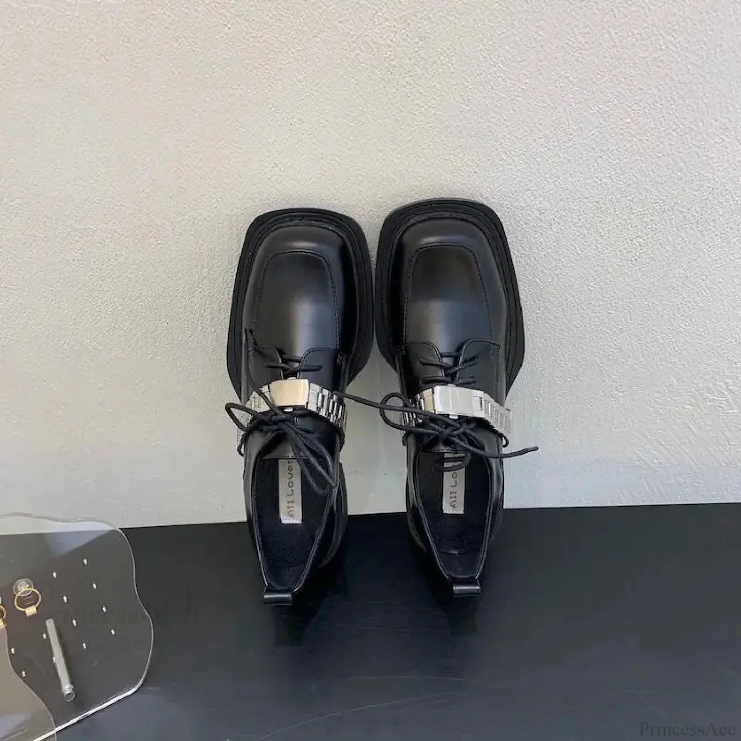 Dark Leather Chunky Sole Sneaker