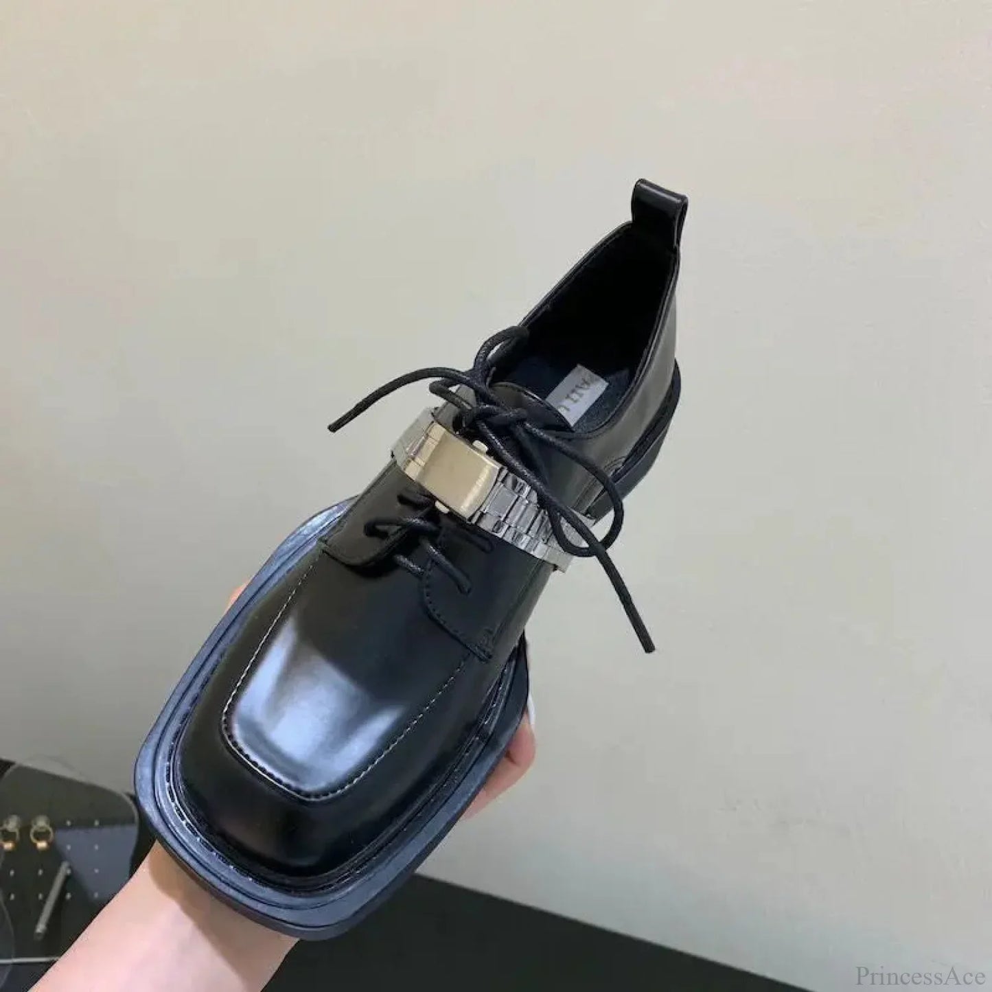 Dark Leather Chunky Sole Sneaker