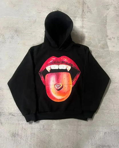 Dark Lips Visual Pullover Hoodie