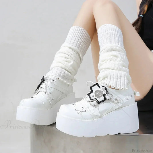 Dark Metal Ornate Platform Tennis Shoe