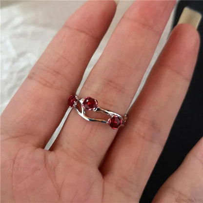 Dark Rebel Crimson Gem Cross Ring