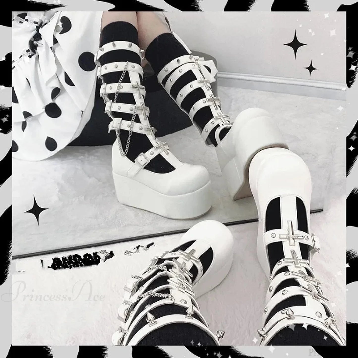 Dark Rebel Metal Chain Platform Chunky Boot