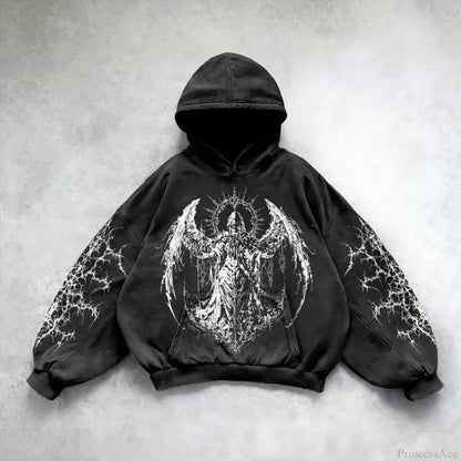 Dark Rebel Pattern Oversized Hoodie