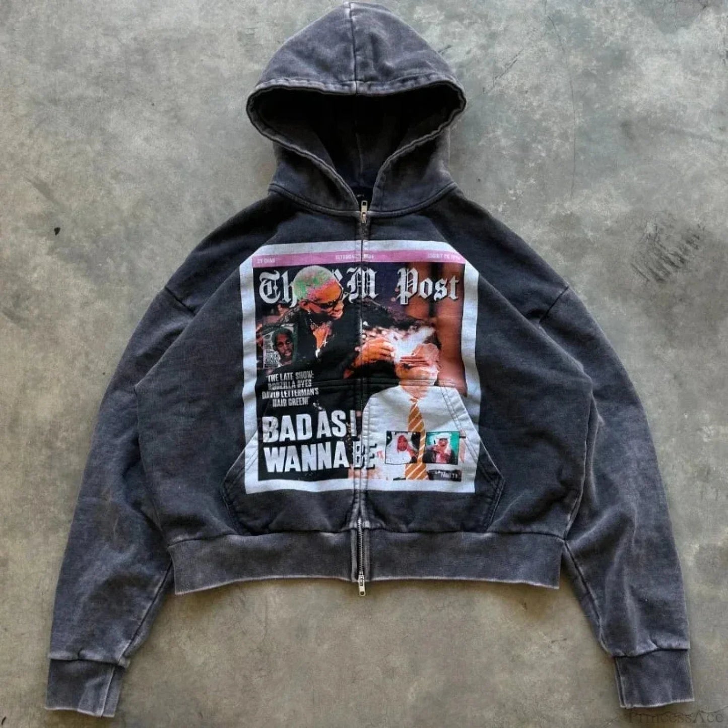 Dark Rebel Pattern Zip Hoodie