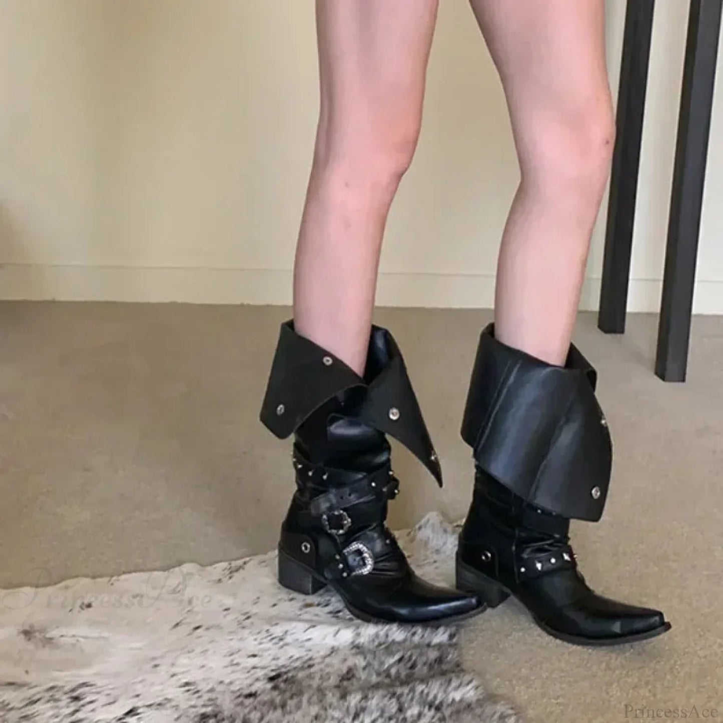 Dark Rebel Thigh High Gothic Motorbike Boot