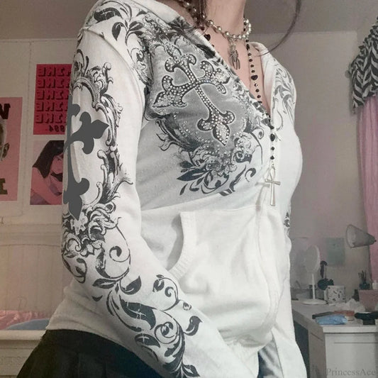 Dark Rhinestone Zip Jacket