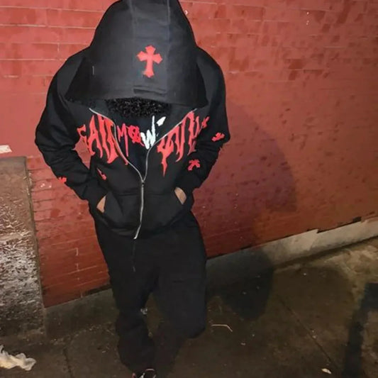 Dark Rhinestone Zip Jacket