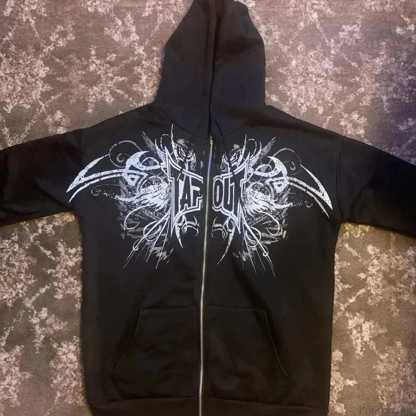 Dark Rock Letter Embroidery Hoodie