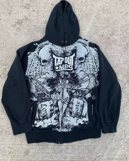 Dark Skull Design Zip Hoodie