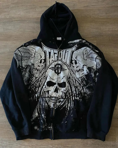 Dark Skull Design Zip Hoodie