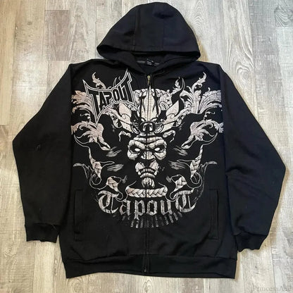 Dark Skull Design Zip Hoodie