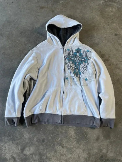 Dark Skull Design Zip Hoodie