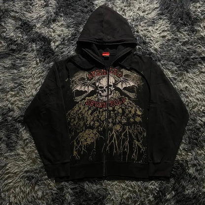 Dark Skull Design Zip Hoodie