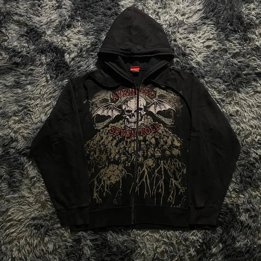 Dark Skull Design Zip Hoodie