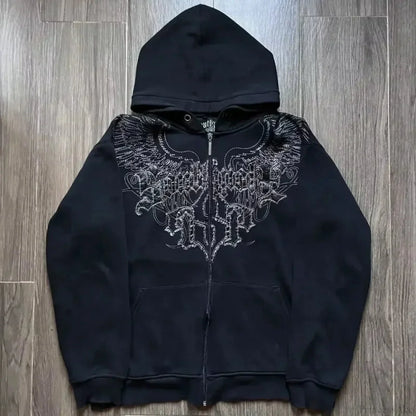 Dark Skull Oversized Zipper Hoodie