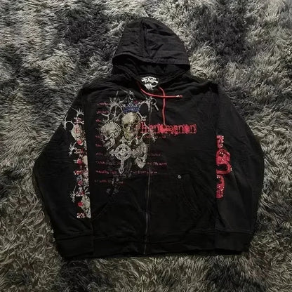 Dark Skull Oversized Zipper Hoodie