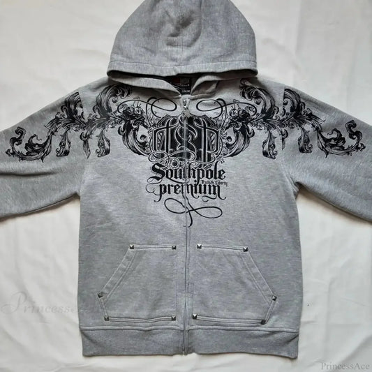 Dark Skull Print Oversized Hoodie