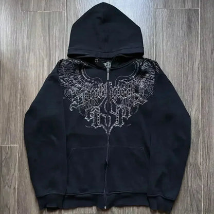 Dark Skull Print Oversized Hoodie