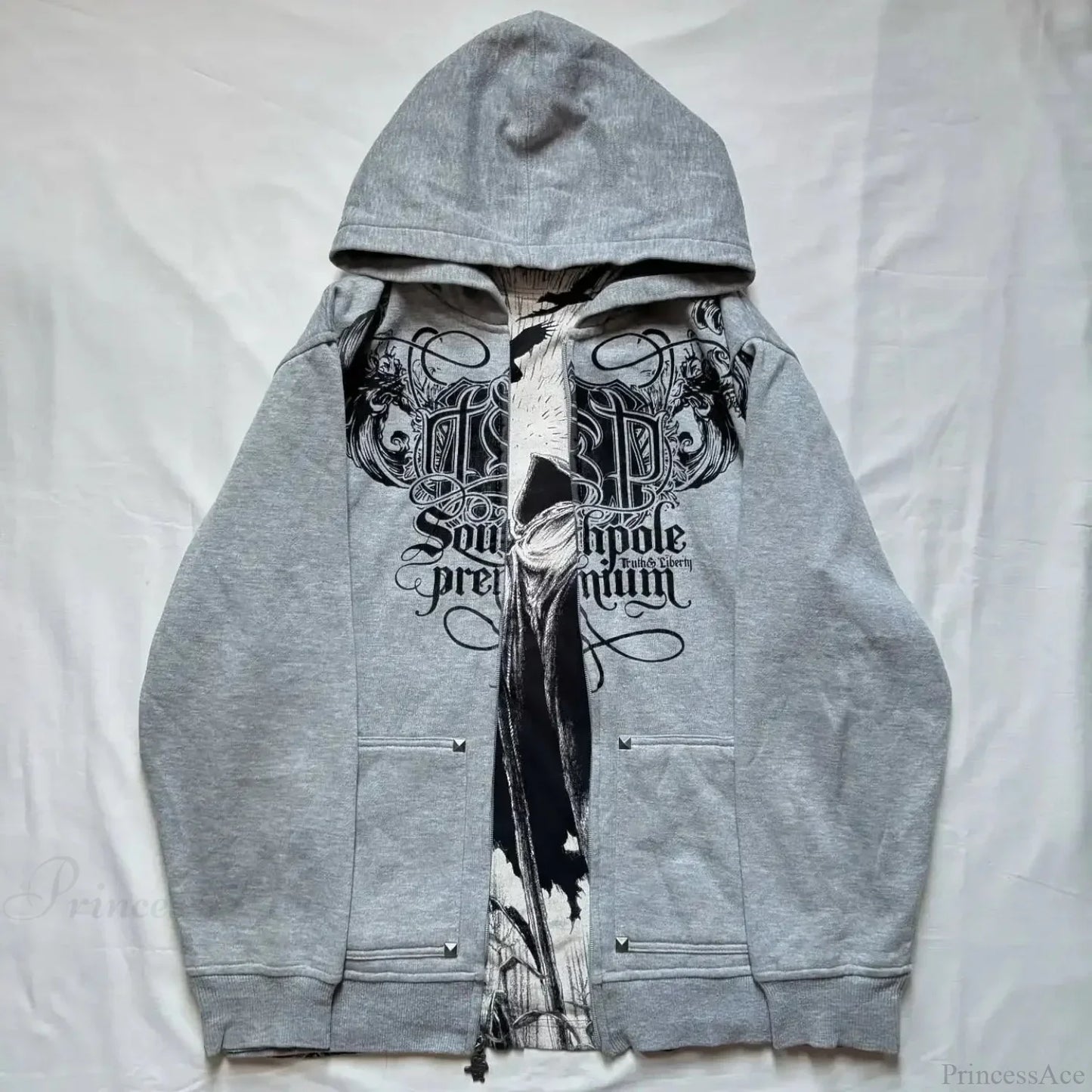 Dark Skull Print Oversized Hoodie