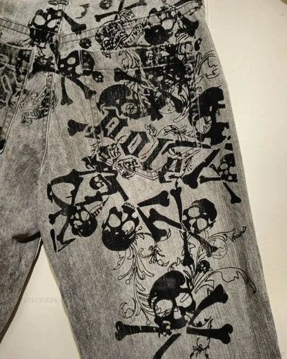 Dark Skull Print Tall Waist Pant