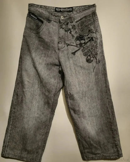 Dark Skull Print Tall Waist Pant