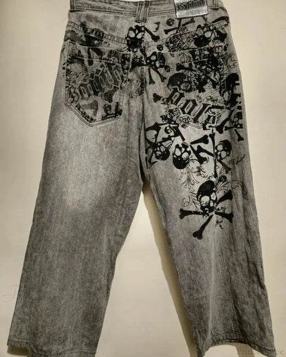 Dark Skull Print Tall Waist Pant
