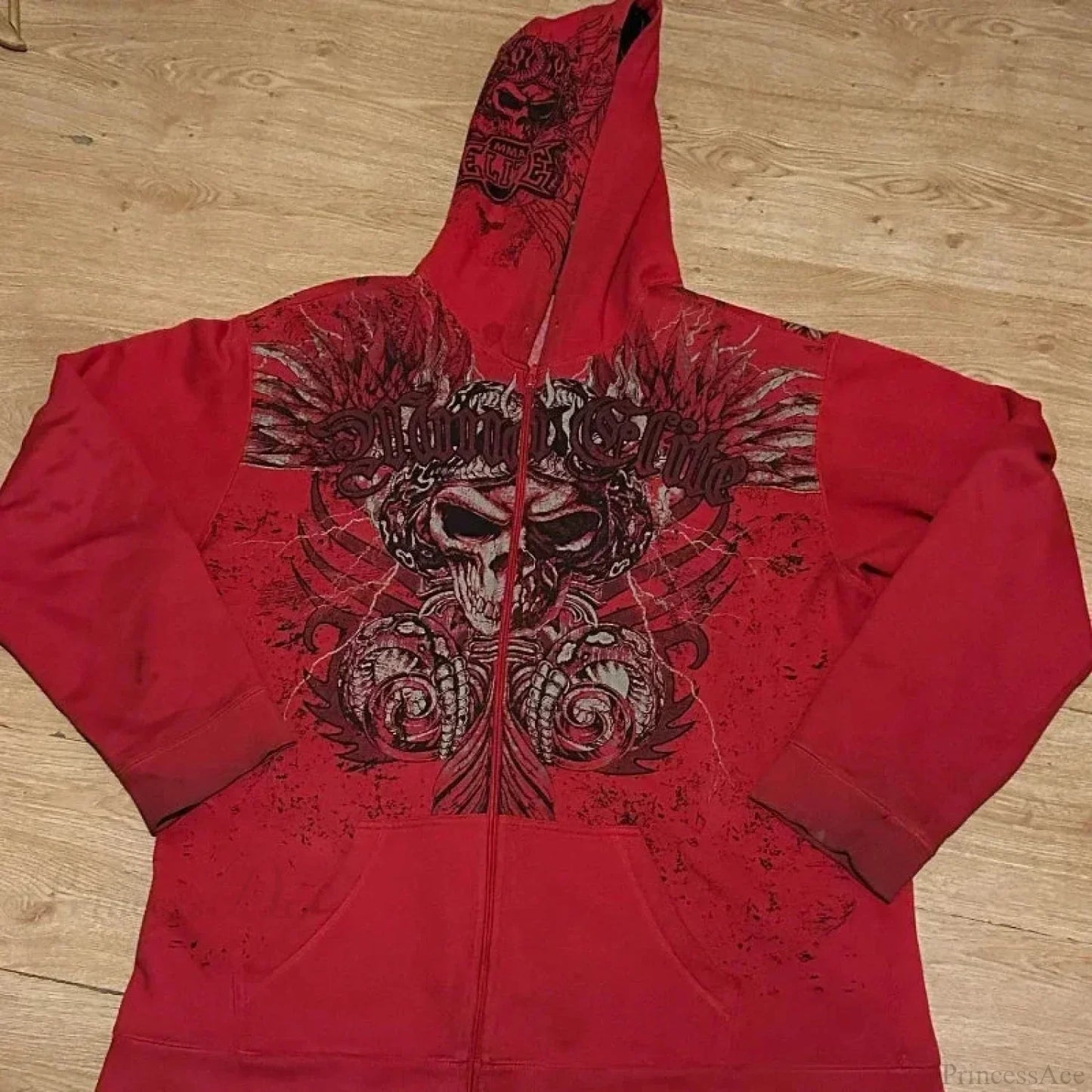 Dark Skull Print Zip Hoodie
