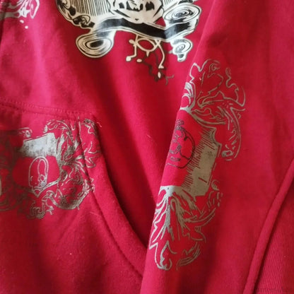 Dark Skull Print Zip Up Hoodie