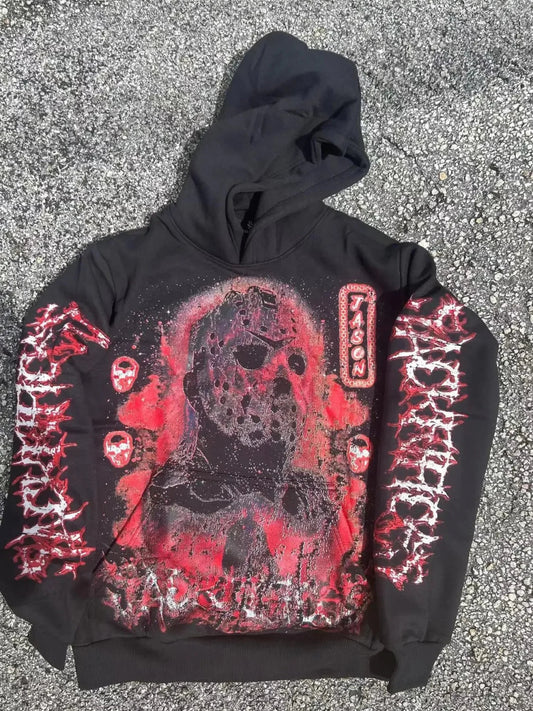 Dark Skulls Print Rebel Hoodie