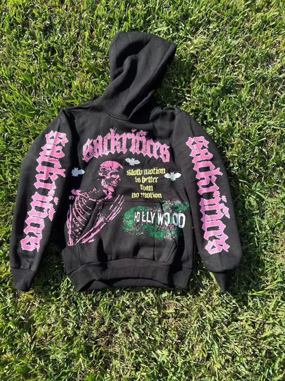 Dark Skulls Print Rebel Hoodie